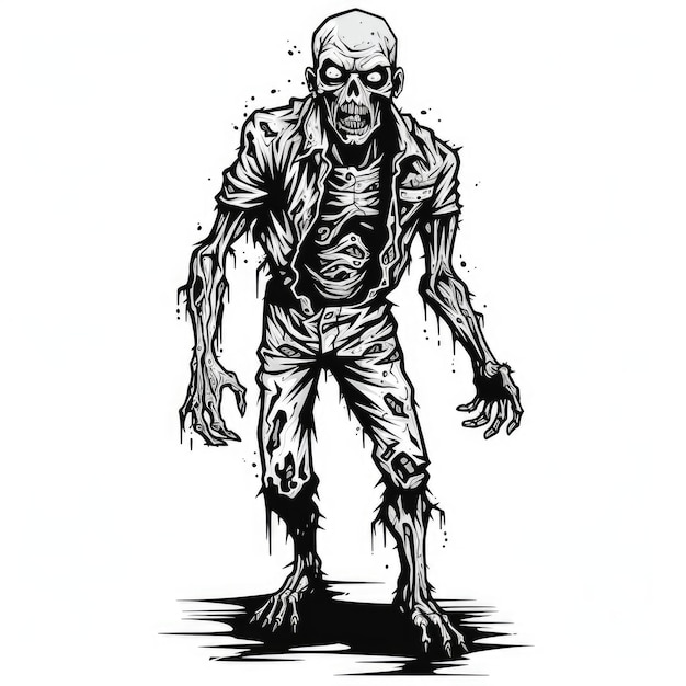 Logo de zombie en noir et blanc généré par l'IA