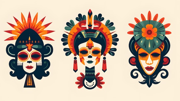 Les logos vectoriels mexicains avec des caractères de Catrina