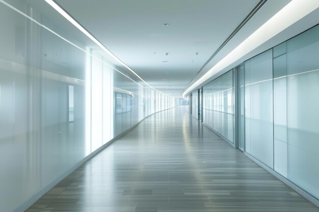 Long corridor vide dans un immeuble de bureaux moderne