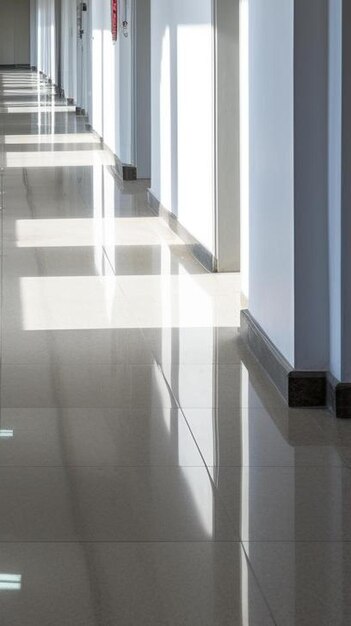 un long couloir vide dans le bâtiment de bureau moderne