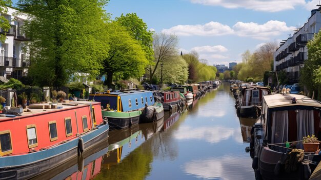 Le long du bord du canal, vous trouverez une pittoresque alignement de péniches et de bateaux étroits.