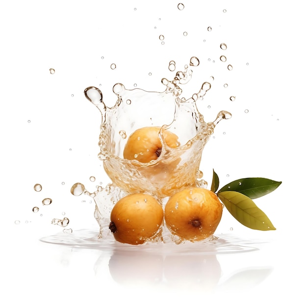 Longan frais et éclaboussure d'eau