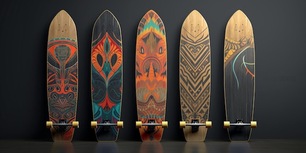 longboards avec un design abstrait