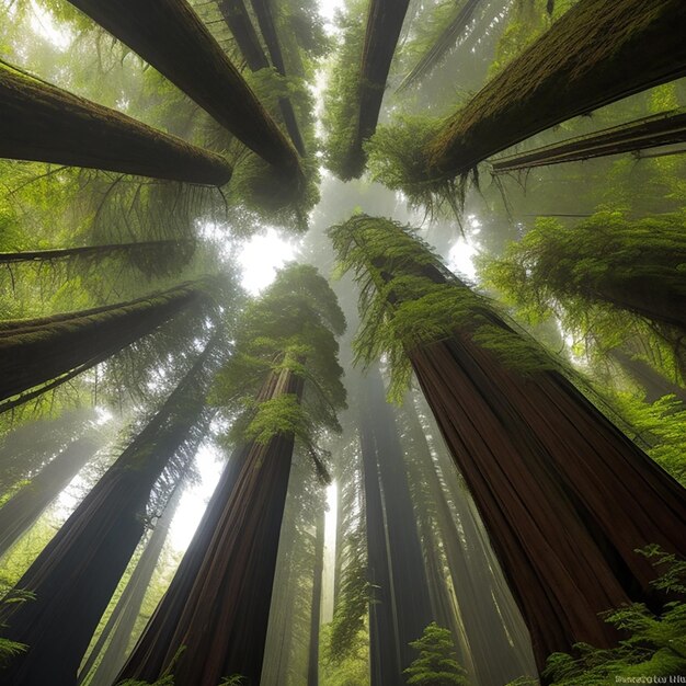 Photo les longs arbres dans la forêt ai génératif hd 8k papier peint image photographique de stock