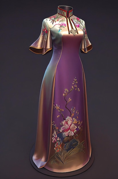 Longue belle robe asiatique Generative ai