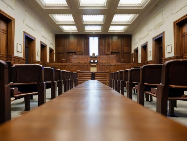 une longue table en bois avec des chaises dans une grande salle avec les mots " l'université d'amérique "