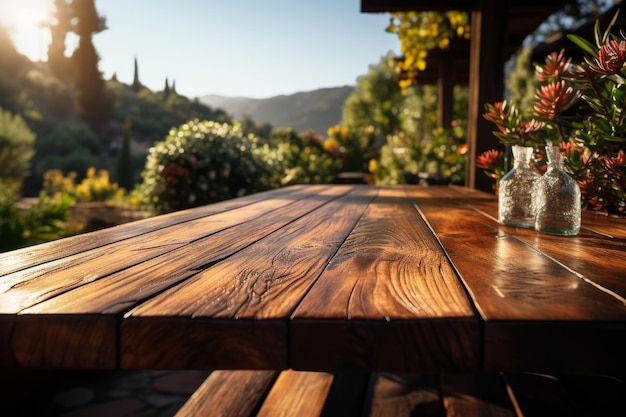 Longue table avec jardin vert xAxA