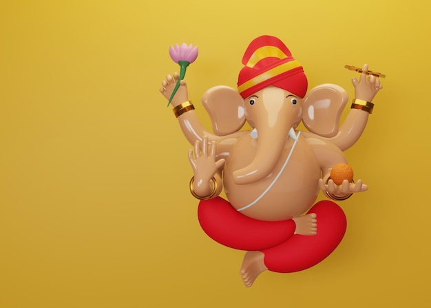 Lord Ganesha Vue de face illustration de rendu 3d. Photo de haute qualité