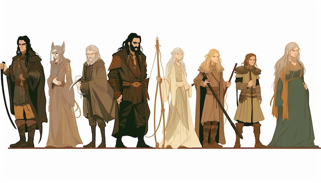 Photo lord of the rings illustration of the main charachters