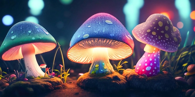 lot coloré de champignons réalistes 3d