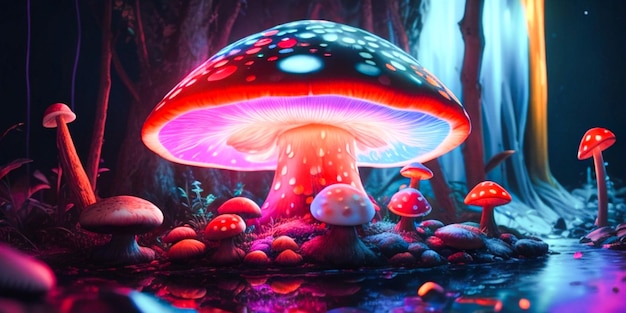 lot coloré de champignons réalistes 3d