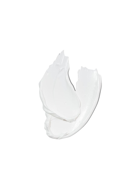 Lotion de crème apaisante, crème hydratante sur fond blanc, produit de soins de la peau et de beauté corporelle, produits cosmétiques liquides, taches