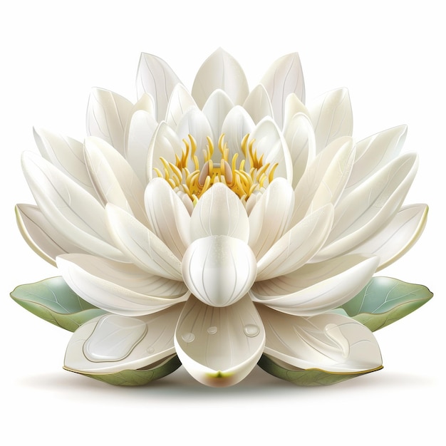 un lotus blanc avec des feuilles jaunes et vertes