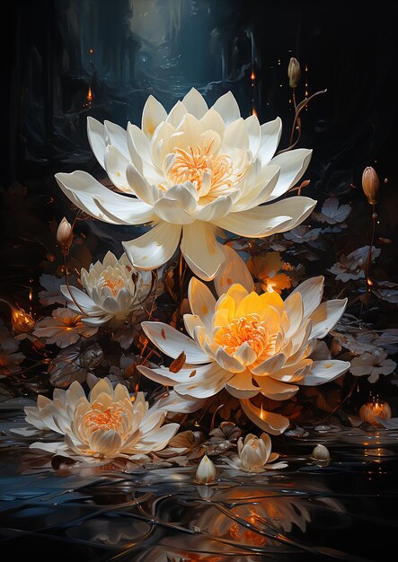 Lotus blanc en fleurs