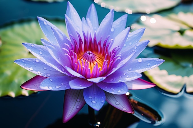 Le lotus bleu dans l'eau naturelle