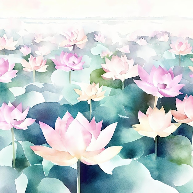 lotus dans un style aquarelle avec IA