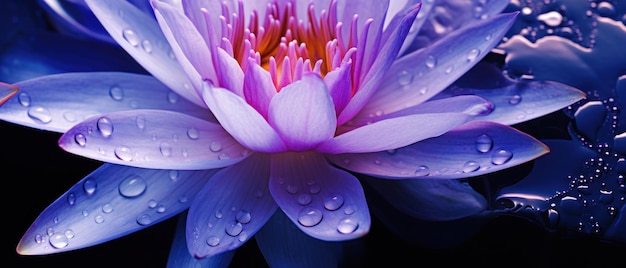 Lotus en fleurs capturé dans un cadre de lac aux textures de pétales macro nettes Idéal pour les arrière-plans floraux AI Générative