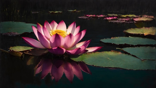 Lotus Grace à la surface de la rivière