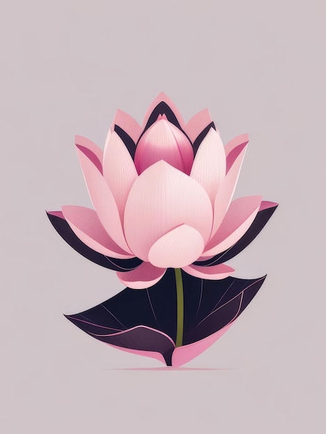 Un lotus rose en style plat