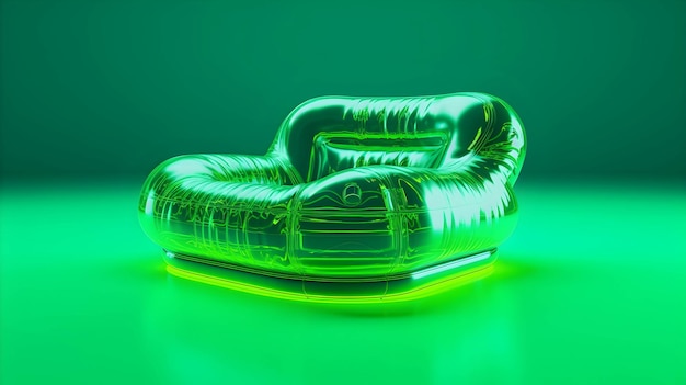 Lounger de piscine gonflable vert fluorescent à l'intérieur de la conception transparente du produit