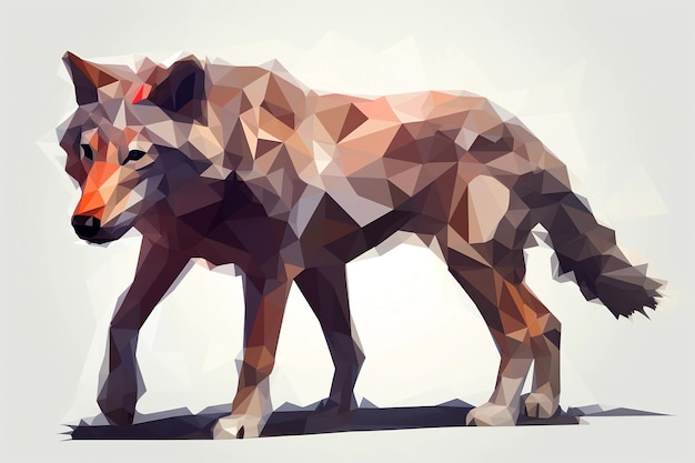 loup d'art low poly AI généré