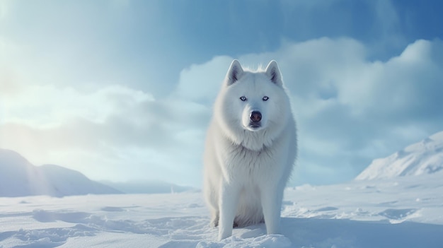 Loup blanc dans la neige