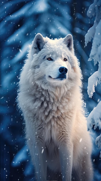 Un loup blanc dans la neige