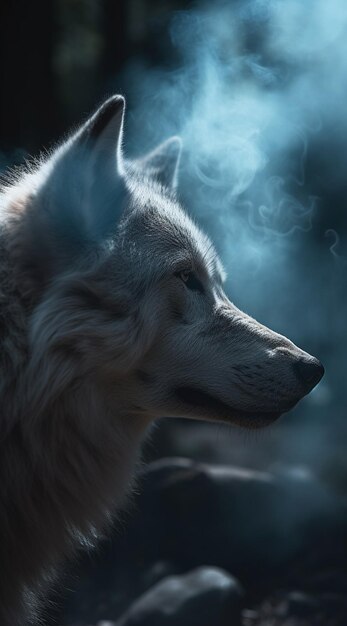 Le loup blanc majestueux