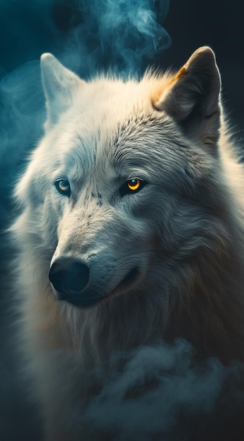 Le loup blanc majestueux