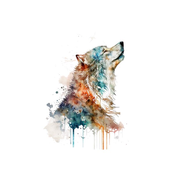 Loup cosmique aquarelle 32