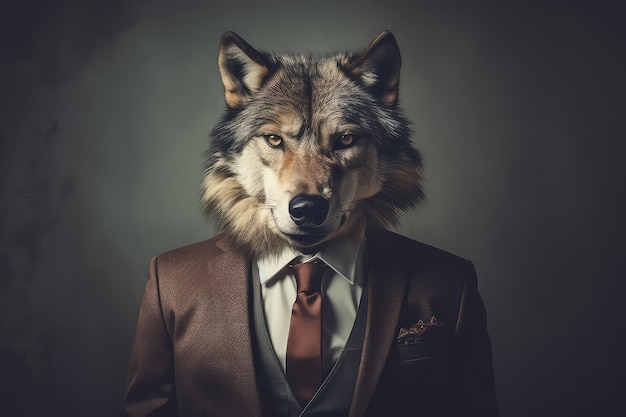 Photo un loup en costume