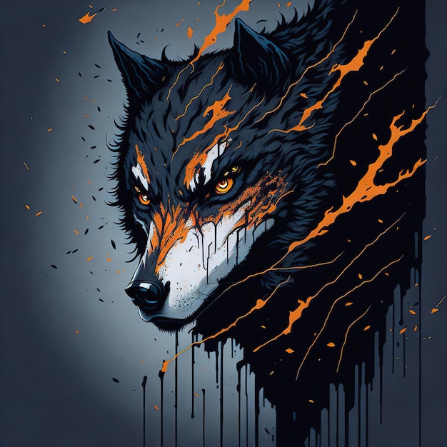 Loup dans les bois plat illustration ai