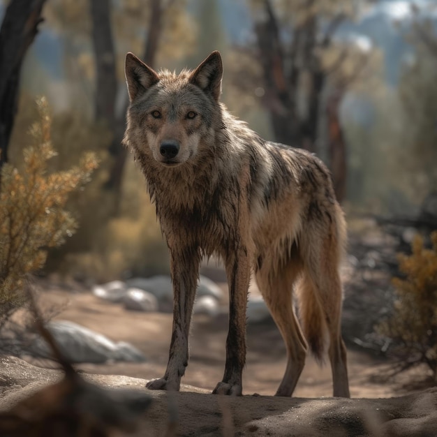 Loup dans l'IA générative de l'habitat naturel