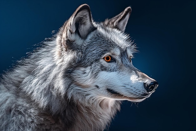 Un loup avec un fond bleu