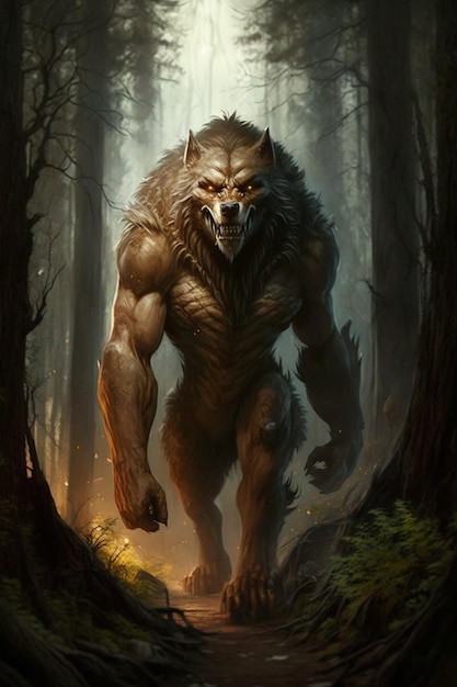 Un loup-garou dans les bois.