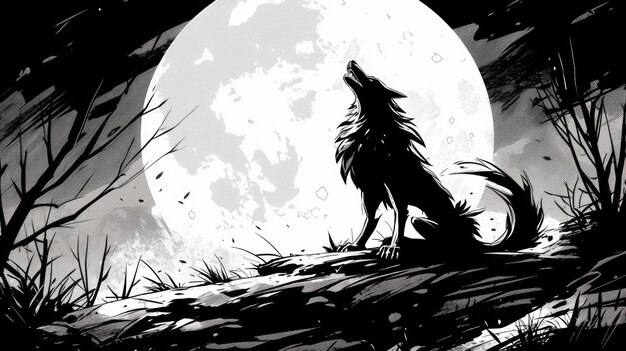 Photo un loup-garou sur le fond de la lune.