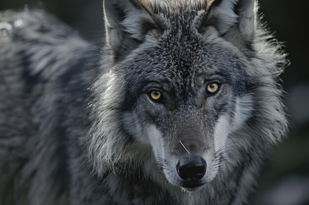 Loup gris canin lupus avec une oreille arrière animal en captivité