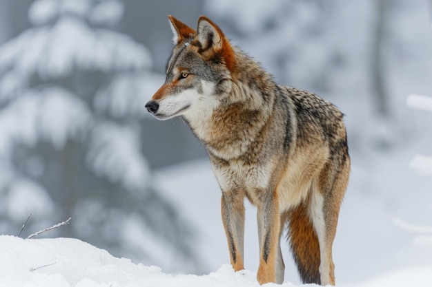 Loup gris Canis lupus loup debout dans la neige captif Bavière Allemagne Europe loup loup