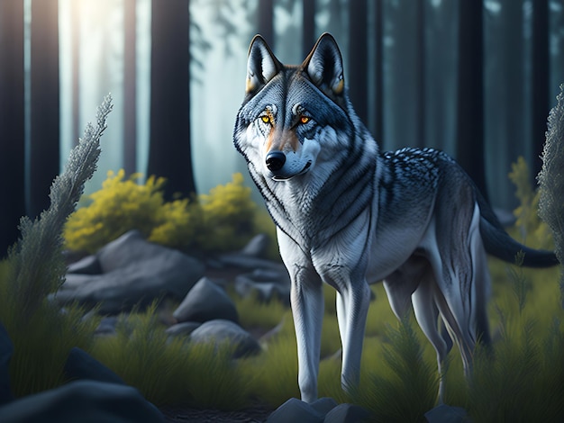 Le loup gris captivant dans la nature