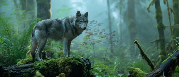 Le loup gris dans la forêt