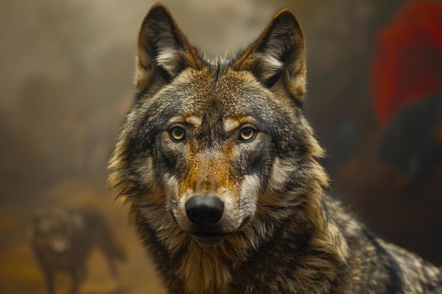 Un loup gris est photographié dans le musée haute qualité haute résolution
