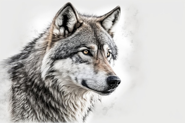 Loup gris sur fond blanc