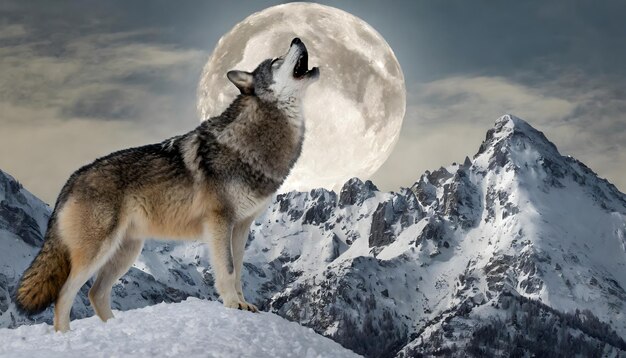 Photo un loup hurlant au-dessus de la lune