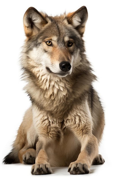 Loup isolé sur blanc ai génératif