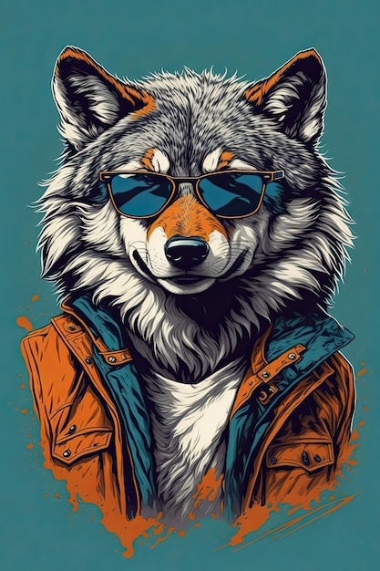 loup à lunettes de soleil