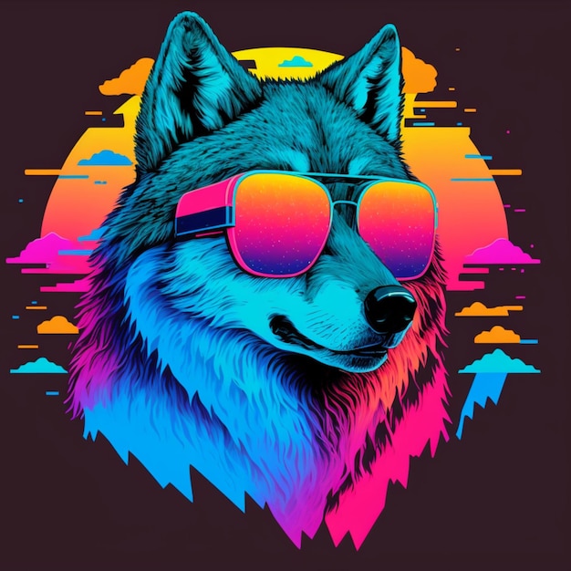 loup avec des lunettes de soleil