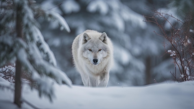 Un loup marche dans la neige au Canada