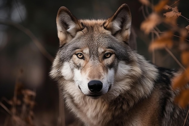 Un loup avec un nez noir et un nez noir