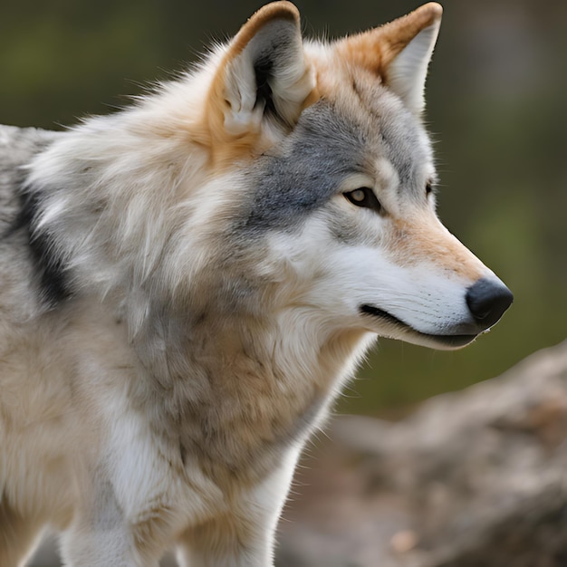 un loup qui se tient devant un arbre