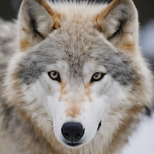 un loup qui a une tache brune sur le visage